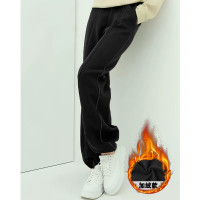 [1.5折价59元]唐狮春秋季女休闲宽松运动裤黑色束脚卫裤长裤时尚撞色裤线加绒运动裤