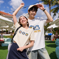 [2.5折价63元]唐狮夏季新款短袖T恤史努比短款白色t恤上衣女情侣装半袖男G