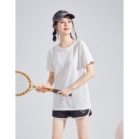 唐狮竹语棉圆领短袖T恤女新款夏季白色宽松上衣女设计感sz