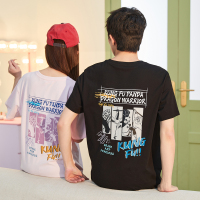 [2.5折价63元]功夫熊猫联名唐狮夏季情侣短袖t恤男后背图案涂鸦女上衣潮