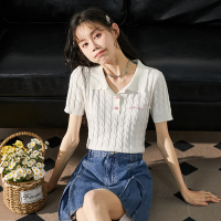 [2.5折价72元]唐狮新款polo衫女短袖夏季白色t恤甜辣打底漂亮内搭小衫上衣