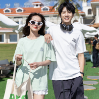 [2.5折价63元]功夫熊猫联名唐狮夏季新款情侣短袖t恤男女小熊猫绣花上衣