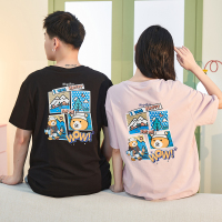 [2.5折价63元]唐狮夏季新款情侣短袖T恤男女上衣后背趣味卡通小熊图案潮流