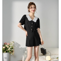 [2.5折价172元]唐狮夏季花边领西装裙裤今流行的时尚高级感小洋装cz