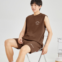 [2.5折价64元]唐狮夏季新款休闲运动男净色户外运动男士背心短裤潮