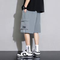 唐狮夏季新款休闲短裤男潮牌工装裤黑灰色显瘦五分裤宽松中裤