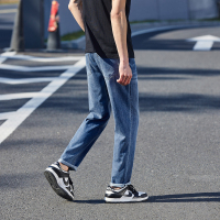 [2.5折价95元]唐狮春季新款天丝牛仔裤男薄款水洗直筒裤宽松时尚潮流裤子男