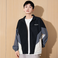 [2.5折价132元]唐狮春季新款男立领工装外套拼接户外运动爬山连帽冲锋衣潮