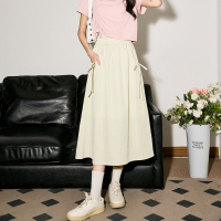 唐狮半身裙女春夏米白温柔气质百搭a字裙伞裙中长款半身裙子
