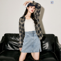 [2.5折价70元]唐狮半身裙女小个子夏季新款高腰显瘦a字裙春夏新款牛仔短裙