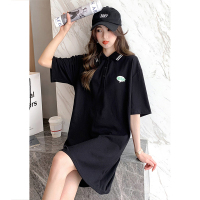 [2.5折价73元]唐狮Polo连衣裙女黑色裙子女夏季新款早春女装显瘦春装女s