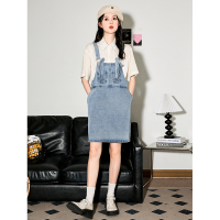 [2.5折价113元]下架唐狮兔耳朵牛仔背带连衣裙新款女夏季学生小个子