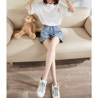 [直降价76元]唐狮夏季牛仔裤女短裤薄款a字卷边韩版高腰超显瘦宽松热裤潮