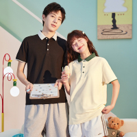 唐狮夏季新款短袖Polo衫男款休闲撞色带翻领t恤女士情侣装潮