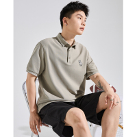 [2.5折价75元]唐狮夏季新款polo衫男短袖宽松黑色上衣男白色带有翻领男款t恤潮