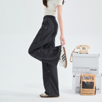 唐狮春季新款女休闲裤宽松设计感活页工装长裤高腰显瘦直筒裤