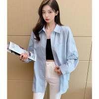 [2.5折价99元]唐狮女翻领左胸口袋字母长袖衬衫百搭简约时尚韩版气质高级感