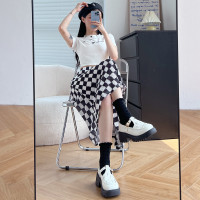 [1.5折价57元]唐狮夏季半身裙女棋盘格长裙甜酷辣妹风时尚流行气质百搭