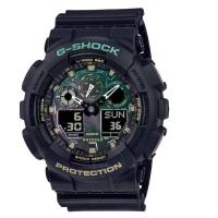 卡西欧(CASIO) 经典时尚防水 G-Shock 闹钟世界时间石英模拟数字黑色表盘男士手表 GA-100RC-1A