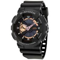 卡西欧(CASIO) 时尚百搭 简约休闲防水 男士 G-Shock 黑色树脂黑色表盘手表 GA110RG-1A