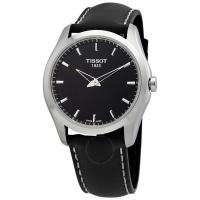 天梭(TISSOT) 时尚百搭 Couturier 皮革石英黑色表盘男士手表 T0354461605102