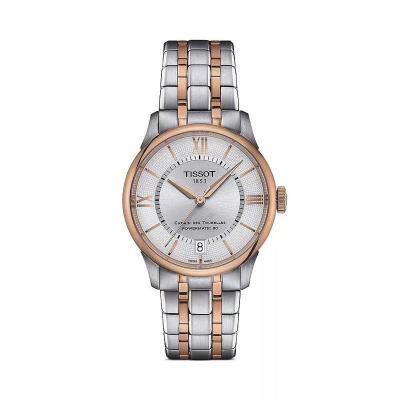 天梭(TISSOT) Chemin des Tourelles Powermatic 80日历不锈钢腕表34毫米石英手表