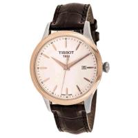 天梭(TISSOT) 男士 Couturier 时尚百搭 日历防水 皮革白色表盘石英手表T9124104601100