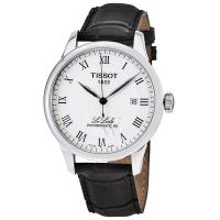 天梭(TISSOT)男士 Le Locle Powermatic 80 皮革银色表盘机械手表T0064071603300