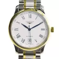 浪琴(LONGINES) 大师银色表盘黄金银色不锈钢表带自动日历防水男士机械手表 L26285117