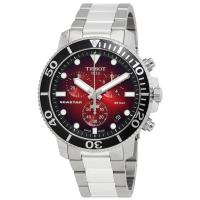 TISSOT男士 Seastar 1000 计时不锈钢红色渐变表盘手表 时尚百搭 运动防水男士腕表男子 瑞士品牌