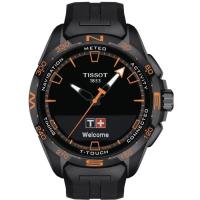 TISSOT天梭 男士 T-Touch 计时橡胶黑色表盘手表 商务休闲 时尚百搭 运动防水男士腕表 47.5毫米