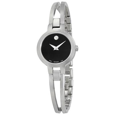 (Movado)摩凡陀女款 女士 Amorosa 不锈钢黑色表盘 商务休闲 时尚百搭 运动防水石英表MV0607153