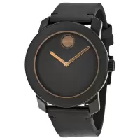 摩凡陀(Movado)Bold 黑色皮革黑色表盘 商务休闲 时尚百搭 运动防水男士腕表 MV3600297