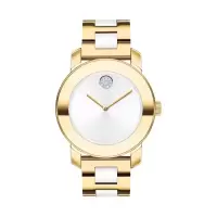 摩凡陀(Movado)Bold 陶瓷不锈钢白色陶瓷镶嵌白色表盘手表 商务休闲 时尚百搭 运动防水MV3600892