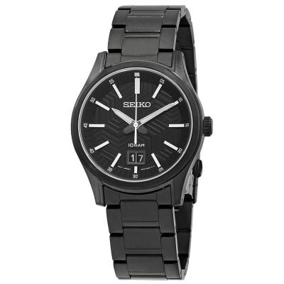 精工SEIKO Big 日期不锈钢黑色表盘手表商务休闲 时尚百搭 运动防水石英表 SUR515P1