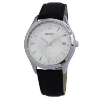 精工 SEIKO Noble 经典日常商务休闲简约气质百搭通勤皮革香槟表盘手表石英表男表送男友礼物 SE-SUR421