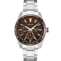 精工SEIKO 男士 Presage Sharp Edge Gmt 不锈钢棕色表盘手表 自动机械商务休闲百搭SPB225