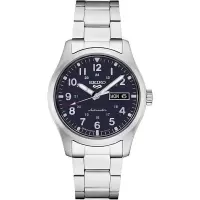 精工SEIKO 5 不锈钢蓝色表盘手表自动机械 简约 商务休闲 时尚百搭 送男友 礼物运动防水男士腕表SRPG29