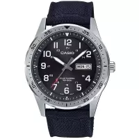 卡西欧CASIO 男士太阳能不锈钢石英布表带 日期星期 商务休闲 时尚百搭 运动防水男士腕表MTPS120L3AVCF