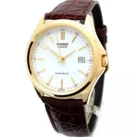 卡西欧CASIO 女子日韩名表 系列 金色模拟正装手表带鳄鱼皮表带时尚百搭情人节礼物日历 运动防水MTP183Q7A