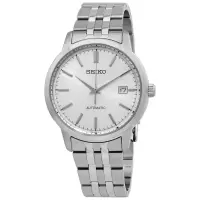 精工(Seiko) 男士Essentials 不锈钢银色表盘时尚经典商务机械手表 新款 男士手表 礼物 SRPH85K1