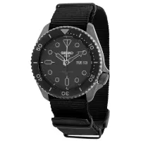 精工SEIKO 5 运动尼龙黑色表盘手表系列 自动机械表 日历星期 礼物 商务休闲 时尚百搭 防水SRPD79K1