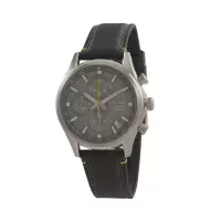 精工(SEIKO) 男士计时皮革灰色表盘手表 石英表 个性潮流三眼 时尚百搭 休闲商务 日韩表男士SSB423P1
