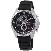 精工(seiko)男士计时码表硅胶/橡胶黑色表盘个性潮流三眼 休闲百搭 运动防水 44mm SSB325