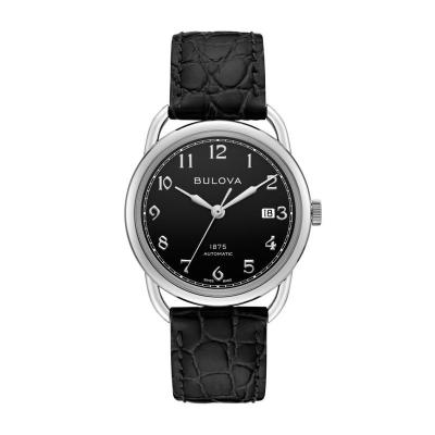 宝路华(Bulova)男士 Commodore(鳄鱼皮)皮革黑色表盘手表个性简约 商务休闲 时尚百搭BUL96B325
