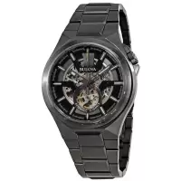 宝路华(Bulova)男士经典不锈钢离子镀青铜色表盘 自动机械表个性潮流镂空表盘 时尚百搭 运动防水BUL98A179