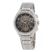 宝路华(Bulova)男士曲线计时不锈钢灰色表盘手表 石英 个性潮流三眼 时尚百搭 运动防水男士腕表96A298