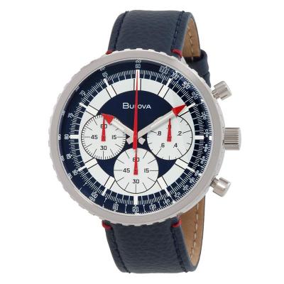 宝路华(Bulova)男士计时 C 皮革白色表盘手表 石英表 个性潮流三眼 商务休闲 时尚百搭 96A283