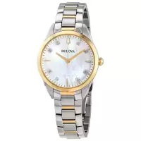 宝路华(Bulova)女式萨顿不锈钢珍珠母表盘 石英表 商务休闲 时尚百搭 送女友 礼物 运动防水女子98P184