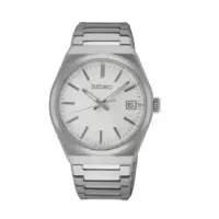 精工(SEIKO) 男士Classic 经典不锈钢白色表盘经典简约百搭石英手表 38.5 mm SUR553P1